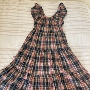 Madewell Tiered Plaid Midi Dress